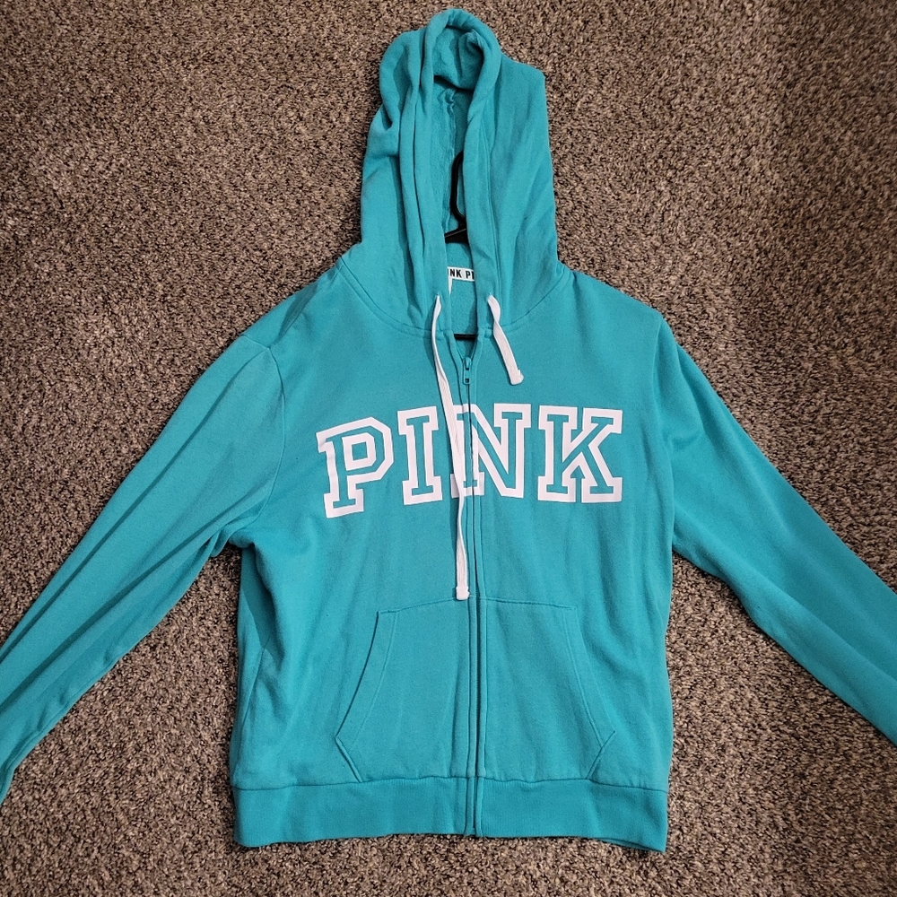 ☆•Victoria Secret Pink Zipper Down Hoodie •Size:Large •☆